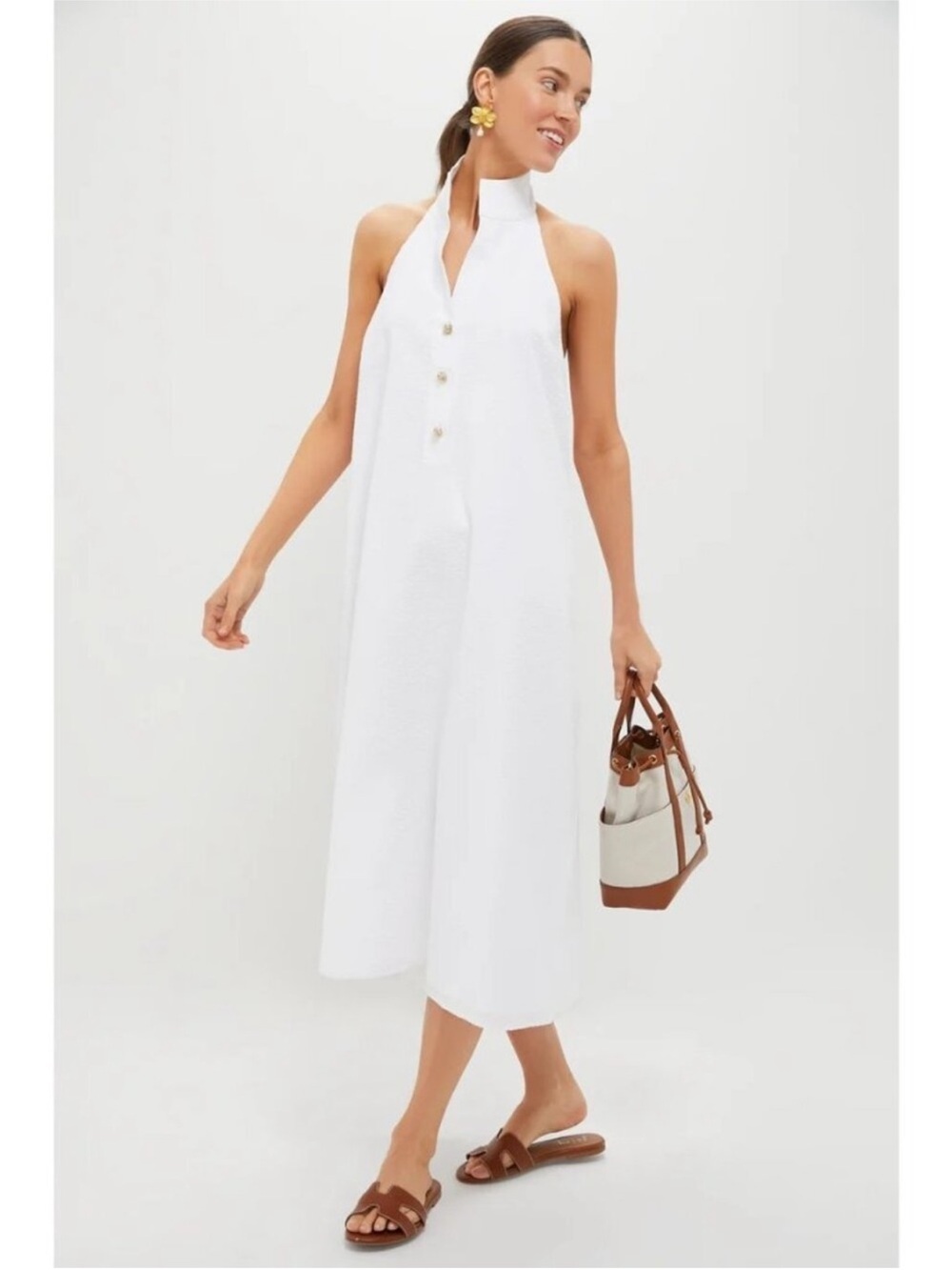 Tuckernuck Seersucker Jagger Midi Dress in White